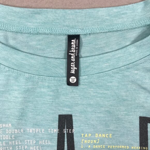 Sugar & Bruno Shirt Youth One Size Blue Tap Dance Pullover Long Sleeve Thumbhole - Picture 3 of 13